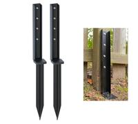 LQSYBHD Kit de Réparation pour Poteaux de Clôture Ancrage Robuste Support de Poteau Piquet de Sol pour Poteaux en Bois Clôtures Cassées Ou Inclinées Installation Facile Noir(Size:2pcs)
