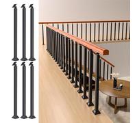 LQSYBHD Kits de Garde-corps D'escalier Intérieur, Poteaux de Balustre En Métal Noir avec Support Réglable à 270°, Tiges de Garde-corps pour Marches Escalie(Size:95cm/37.4inch,Color:Front Mount-6 Pack)