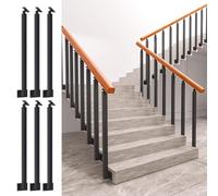 LQSYBHD Kits de Garde-Corps D'escalier Intérieur, Poteaux de Balustre en Métal Noir avec Support Réglable à 270°, Tiges de Garde-Corps pour Marches Escalie(Size:95cm/37.4inch,Color:Side Mount-6 Pack)
