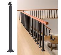 LQSYBHD Kits de Garde-corps D'escalier Intérieur, Poteaux de Balustre En Métal Noir avec Support Réglable à 270°, Tiges de Garde-corps pour Marches Escalie(Size:90cm/35.4inch,Color:Front Mount-1 Pack)