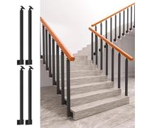 LQSYBHD Kits de Garde-Corps D'escalier Intérieur, Poteaux de Balustre en Métal Noir avec Support Réglable à 270°, Tiges de Garde-Corps pour Marches Escalie(Size:95cm/37.4inch,Color:Side Mount-4 Pack)