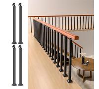 LQSYBHD Kits de Garde-corps D'escalier Intérieur, Poteaux de Balustre En Métal Noir avec Support Réglable à 270°, Tiges de Garde-corps pour Marches Escalie(Size:85cm/33.5inch,Color:Front Mount-4 Pack)
