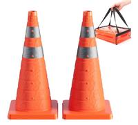 LQSYBHD Lot de 2 Cônes de Signalisation Routière Robustes Orange avec Bandes Réfléchissantes,Cône de Chantier Résistant et Stable pour La Signalisation Routière(Size:65x28x28cm,Color:2A)