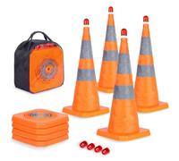 LQSYBHD Lot de 4 Cônes de Signalisation Lestés,Cônes de Stationnement,Cônes de Sécurité Routière Orange,Cônes de Chantier Robustes pour La Gestion du Trafic(Size:90x40x40cm,Color:4B)