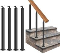LQSYBHD Lot de 4 poteaux carrés de rampe d'escalier d'intérieur, broches de balustrade en métal, balustrade pour escaliers extérieurs, montage latéral réglable à 270 ° et montage avant (taille : 95
