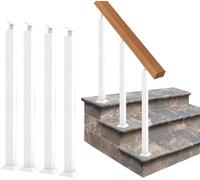 LQSYBHD Lot de 4 poteaux carrés de rampe d'escalier d'intérieur, broches de balustrade en métal, balustrade pour escaliers extérieurs, montage latéral réglable à 270 ° et montage avant avec S (taille