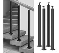 LQSYBHD Lot de 4 Poteaux D'escalier Carrés, Tiges de Garde-Corps en Métal avec Base Plate et Vis, équerre d'angle Réglable à 270° pour Escalier Intérieur et Extérieur, Noir(Size:85cm/33.5in)