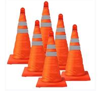 LQSYBHD Lot de 6 Cônes de Sécurité Routière Pliables et Lestés Orange Cônes de Signalisation Robustes pour La Gestion du Trafic et Le Stationnement(Size:90x40x40cm,Color:6B)