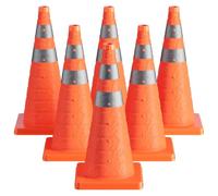 LQSYBHD Lot de 6 Cônes de Signalisation Orange Pliables avec Bandes Réfléchissantes,Cônes de Délimitation de Signalisation Routière Extensibles et Multifonctionnels(Size:90x40x40cm,Color:6A)
