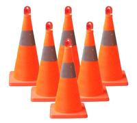 LQSYBHD Lot de 6 Cônes de Signalisation Pliables avec éclairage Intégré,Cônes de Sécurité Orange avec Bande Réfléchissante pour Parkings,Chantiers et Sécurité Routière(Color:6A)