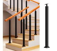 LQSYBHD Poteau de balustre d'escalier en métal, axe de balustrade carré noir avec support plat réglable à 270°, colonne de rampe pour terrasse/marches, montage avant (taille : 110 cm)