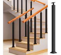 LQSYBHD Poteau de Balustre En Fer Forgé pour Main Courante Escalier Garde-corps de Pont de Garde-corps de Loft Clôture de Balcon,Poteau de Rampe Noir à Montage (Size:65cm/25.6inch,Color:4 cm Diameter)
