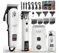LQT Tondeuse à cheveux rechargeable sans fil et rasoir électrique, kit de coupe de cheveux avec écran LCD, cadeau pour papa, mari, homme