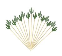 LQTSLFM 100 Brochettes Cocktail Cure Cactus, Cure Dent Decoratif Aperitif, Pique Cocktail Été en Bois, Pic Brochette Aperitif, Décoration de Fête, pour Fruits, Desserts, Gâteaux, Collations (Farbe-F)