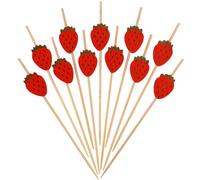 LQTSLFM 100 Brochettes Cocktail Cure Fraise, Cure Dent Decoratif Aperitif, Pique Cocktail Été en Bois, Pic Brochette Aperitif, Décoration de Fête, pour Fruits, Desserts, Gâteaux, Collations (Farbe-E)