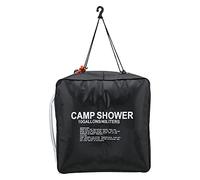 Lquminesque Sac de douche solaire de 40 L, sac d’eau chauffée par énergie solaire pour le camping en plein air, sac de bain chauffé à l’énergie solaire en PVC noir avec pommeau de douche