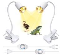 LQUNFYL 2PCS Lampe Chauffante Tortue, 240CM Câble, 10MM Grossier Col de Cygne, Lampe UV Tortue Terrestre, Lampe UVA UVB Chauffante Reptile, Lampe Aquarium Tortue D'eau pour Terrarium, Sans Ampoule