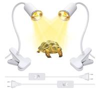 LQUNFYL 2PCS Lampe Chauffante Tortue, 240CM Câble, 10MM Grossier Col de Cygne, Lampe UV Tortue Terrestre, Lampe UVA UVB Chauffante, Lampe Aquarium Tortue D'eau, Support D'ampoule E27, Sans Ampoule