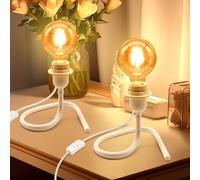 LQUNFYL 2PCS Lampe de Chevet, 240CM Câble, Douille E27 avec Interrupteur, Support Ampoule Triangulaire Stable, Blanc Lampe de Table pour Lecture, Lamp de Bureau, Peut DIY Abat Jour, Sans Ampoule