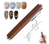 LQUYTA 1 Pièce Aimant Cat Eyes Ongles Œil de Chat Plaque de Fer Œil de Chat Gel Vernis à Ongles Aimant pour Vernis à Ongles Plusieurs Effets DIY Salon de Manucure Adapté (Manche en Bois)