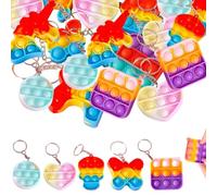 LQUYTA 20 Pièces Mini Pop Push It Jouet Porte Clés Push and Pop Bubble Sensory Fidget Toy Jouets Sensoriels à Presser Silicone Anti-Stress Jouets de Soulagement de L'anxiété, pour Enfants et Adultes