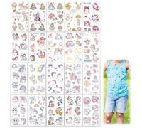 LQUYTA 20PSC Autocollants Licorne Tatouage Animal Motif Autocollant Enfant Tatouage Autocollant Mignon Cheval Animal Licorne Tatouage Autocollant Adapté pour Enfants Filles (Coloré)