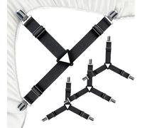 LQUYTA 4 pcs Tendeur Drap Housse, Tendeur Drap Housse, Élastiques Ajustables Sangle Drap Housse avec Pinces Métalliques pour Housses de Matelas, Coussins de Canapé