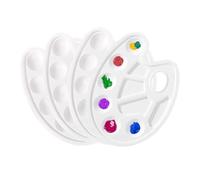LQUYTA 4 Pièces Palettes Peinture Renforcé Plastique Palette 10 Trous Zone de Mélange Robuste Lisse Facile à Nettoyer pour Acrylique Huile Aquarelle DIY Tableau de Peinture (Blanc)