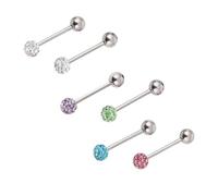 LQUYTA 6 Pièces Piercings Langue Piercing Langue Piercing Mamelon Piercing Lèvre Médical Acier Inoxydable Matériau Hypoallergénique Sertissage Diamant Artisanat Percussion Corporelle