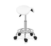 LQVAIPT Adjustable Saddle Salon Stool, Swivel Rolling Wheels, for Hairdressing Manicure Tattoo Spa Beauty Therapy Bar Studio(White)