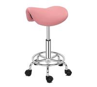 LQVAIPT Adjustable Saddle Salon Stool, Swivel Rolling Wheels, for Hairdressing Manicure Tattoo Spa Beauty Therapy Bar Studio(Pink)