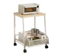 LQVAIPT Chariot à Micro-Ondes avec roulettes, étagères et tiroirs de Rangement, Support Utilitaire Robuste for la Cuisine, Le Bureau et Le Salon(White,15.75x13.78in)