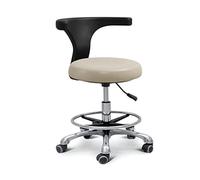 LQVAIPT Dental Stool with 360° Rotation, Height Adjustable Medical Assistant Chair, PU Leather Saddle Design, Armrest for Clinics and Salons(B3)