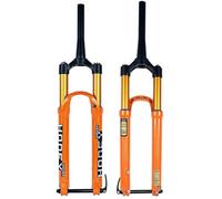 LQVAIPT Fourche à Suspension for vélo de Montagne 27,5/29 Pouces, Conique 1/2", Valve à air, axe cylindrique 100 x 15, débattement 160 mm, avec Amortissement du Rebond(Orange,29inch)