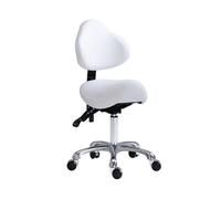 LQVAIPT Tabouret de Selle pivotant et réglable, Chaise roulante avec Support arrière, Tabouret de beauté Ergonomique for hôpital Dentaire(White)