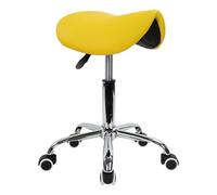 LQVAIPT Tabouret de Selle Roulant en Cuir PU, pivotant et réglable, avec roulettes, Chaise de Salon(Yellow)