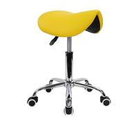 LQVAIPT Tabouret de Selle roulante en Cuir PU, pivotant et réglable, avec roulettes, Chaise de Salon for Tatouage, Salon de beauté, Spa(Yellow)