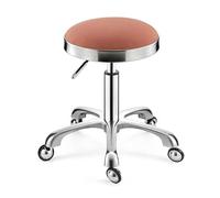 LQVAIPT Tabouret de Selle, Tabouret pivotant Roulant Beige argenté, Chaise de Salon de beauté, Coussin en Cuir for Soins médicaux, Chaise de Tatouage de manucure de Massage de Bureau(Pink,Silver)