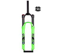 LQVAIPT VTT Fourche à air 26, 27,5 et 29 Pouces, fourches à Suspension, débattement 120 mm, Freins à Disque Droits 1~1/8, Verrouillage Manuel à Impulsion Avant 9 mm(Green,27.5'')