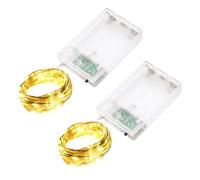 LQWELL 2 Pièces Guirlande lumineuse LED 5M 50LED, micro-guirlande lumineuse à piles, mini lampe étanche en fil de cuivre, blanc chaud, 2 modes, pour Noël, mariage, festival, fête, décoration