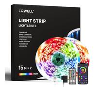 LQWELL® 30M (2 rouleaux de 15M) Bande lumineuse LED avec télécommande et application, synchronisation de musique Bluetooth, guirlande lumineuse RVB à changement de couleur pour fête, maison, chambre