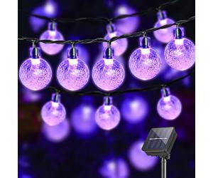 LQWELL® Guirlandes lumineuses solaires à l'extérieur - 30 LED - 8 M - IP44-8 Modes - Pour ExtÉRieur/IntÉRieur - Pour Imperméable Jardin, Terrasse, Balcon, Mariage, FÊTe (8M 30LED Violet)