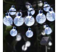LQWELL® Guirlandes lumineuses solaires à l'extérieur - 40 LED - 10 M - IP44-8 Modes - Pour ExtÉRieur/IntÉRieur - Pour Imperméable Jardin, Terrasse, Balcon, Mariage, FÊTe (10M 40LED Blanc)