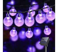 LQWELL® Guirlandes lumineuses solaires à l'extérieur - 60 LED - 13 M - IP44-8 Modes - Pour ExtÉRieur/IntÉRieur - Pour Imperméable Jardin, Terrasse, Balcon, Mariage, FÊTe (13M 60LED Violet)