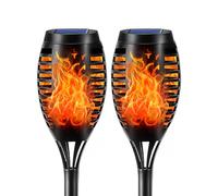 LQWELL® Lampe torche solaire pour jardin extérieur 2 pièce 12 LED Lampe solaire avec effet de flamme réaliste IP65 Torches de jardin étanches Lampes solaires (Blanc chaud 2 pièce)