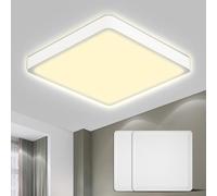 LQWELL® Plafonnier LED, IP44 Lampe de Salle de Bain Étanche Carré Plat 18W 3000K 1600LM Lampe Simple Moderne Mince pour Salon Salle de Bain Chambre Cuisine Couloir Sous-Sol Bureau, 220 * 24mm