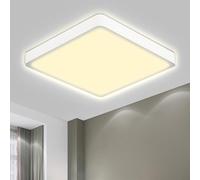 LQWELL® Plafonnier LED, IP44 Lampe de Salle de Bain Étanche Carré Plat 18W 3000K 1600LM Lampe Simple Moderne Mince pour Salon Salle de Bain Chambre Cuisine Couloir Sous-Sol Bureau, 220 * 24mm