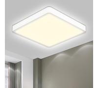 LQWELL® Plafonnier LED, IP44 Lampe de Salle de Bain Étanche Carré Plat 18W 4000K 1600LM Lampe Simple Moderne Mince pour Salon Salle de Bain Chambre Cuisine Couloir Sous-Sol Bureau, 220 * 24mm