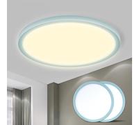 LQWELL® Plafonnier LED, Lampe de Salle de Bain Étanche IP44 Ronde Plate 18W 3000K 1600LM Lampe Simple Moderne Mince pour Salon Salle de Bain Chambre Cuisine Balcon Couloir Sous-Sol Bureau, 220 * 24mm