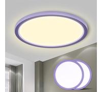 LQWELL® Plafonnier LED, Lampe de Salle de Bain Étanche IP44 Ronde Plate 18W 3000K 1600LM Lampe Simple Moderne Mince pour Salon Salle de Bain Chambre Cuisine Balcon Couloir Sous-Sol Bureau, 220 * 24mm
